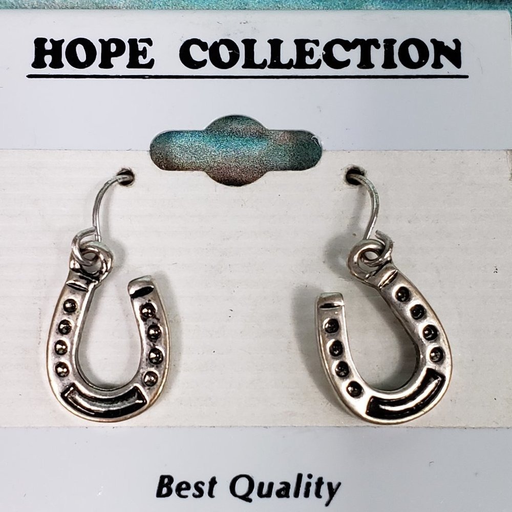 Hope Collection Horseshoe Dangle Earrings Silver Tone Women Lucky Charm Jewelry